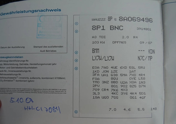 Audi A3 cena 19900 przebieg: 235000, rok produkcji 2007 z Rawa Mazowiecka małe 529